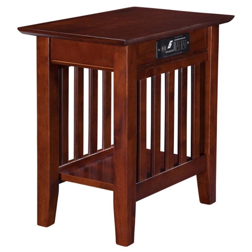 AFI  Mission Charger Chair Side Table In Walnut