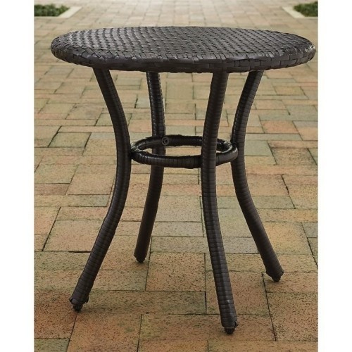 CROSLEY FURNITURE Crosley Palm Harbor Outdoor Wicker Round End Table In Brown