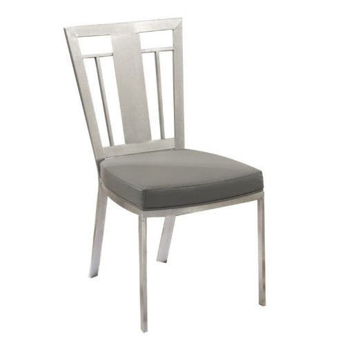 ARMEN LIVING  Cleo Faux Leather Steel Dining Chair In Gray (Set Of 2)