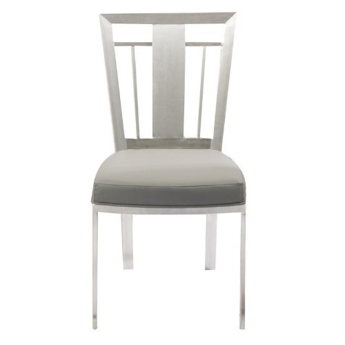Armen Living Cleo Faux Leather Steel Dining Chair in Gray