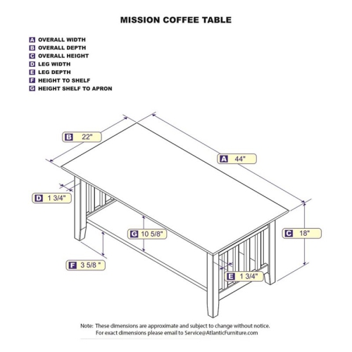 AFI Mission Coffee Table in Walnut