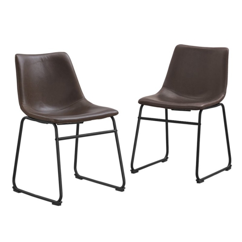 WALKER EDISON Faux Leather Dining Chair In Brown - Set Of 2