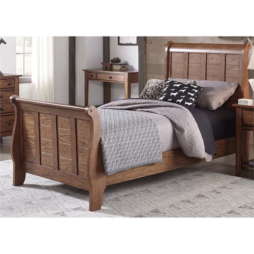 Liberty Furniture Grandpa's Cabin Full Sleigh Bed in Aged Oak
