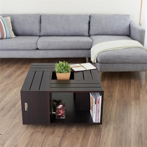 Furniture of America Conteery Wood Coffee Table with Casters in Espresso
