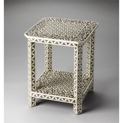 BUTLER SPECIALTY  Bone Inlay Square End Table In Bone Inlay In Brown