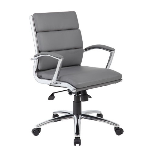 BOSS OFFICE PRODUCTS  Caressoftplus Executive Mid-Back Chair In In Gray