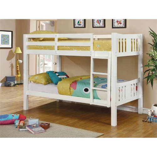 FURNITURE OF AMERICA  Yasmine Twin Over Twin Transitional Bunk Bed - Twin (Single) - White