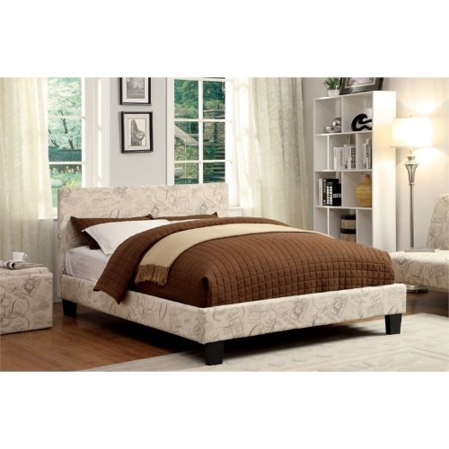 Furniture of America Ramone Upholstered Panel Bed - Queen - Ivory