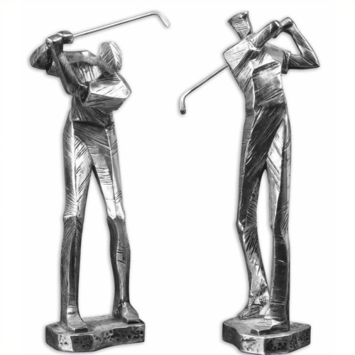 Uttermost Practice Shot Metallic Statues in Silver