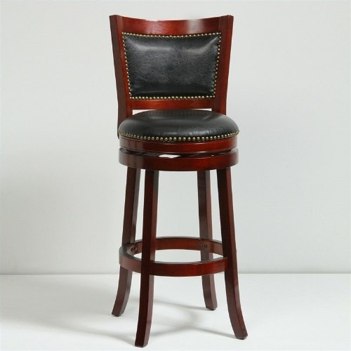 BORAAM  Bonded Leather Bar Stool Chair - Set Of 1 - Cherry