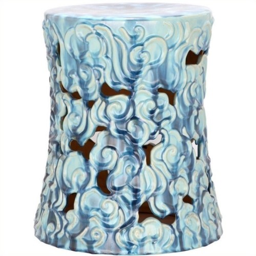 SAFAVIEH  Ceramic Garden Stool In Ocean Blue