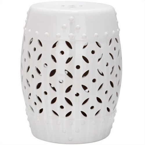 SAFAVIEH  Lattice Coin Ceramic Garden Stool In White