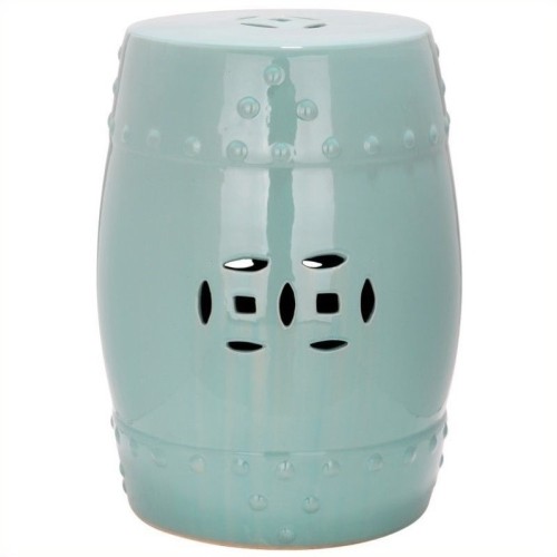 SAFAVIEH  Modern Ming Ceramic Garden Stool In Light Aqua