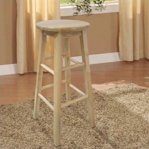 Linon 29" Bar Stool with Round Seat in Natural