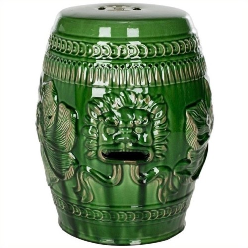 SAFAVIEH  Ceramic Chinese Dragon Stool In Green