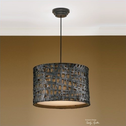 Image 1 of 2.. Uttermost Alita Drum Pendant in Aged Black Metal
