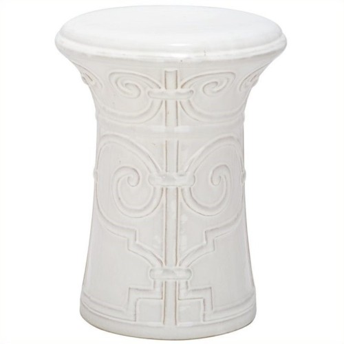 SAFAVIEH  Imperial Scroll Ceramic Garden Stool In In White