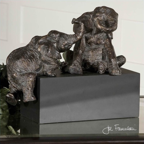 Uttermost Playful Pachyderms Figurines in Antique Bronze