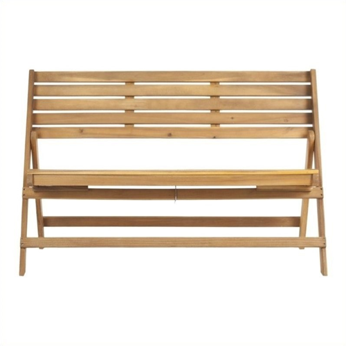 SAFAVIEH  Luca Steel And Acacia Wood Folding Bench In Teak Color