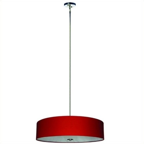 YOSEMITE HOME DECOR  Lyell Forks 5 Light Pendant In Satin Steel With Chili Pepper Shade In Red