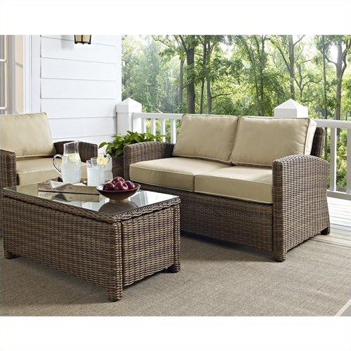 CROSLEY FURNITURE Crosley Bradenton Outdoor Wicker Loveseat With Sand Cushions