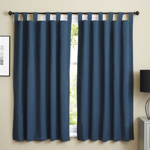 Blazing Needles Twill Curtain Panels In Indigo And Mojito Lime