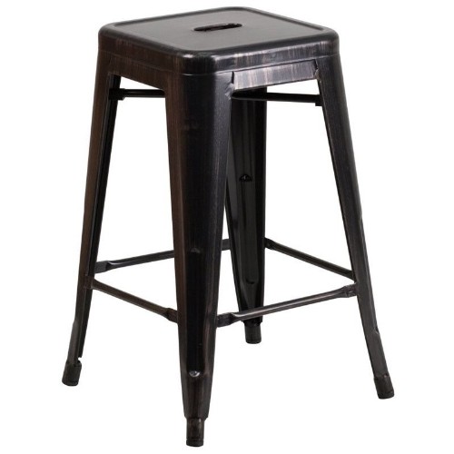 FLASH FURNITURE  Metal 24'' Backless Counter Stool In Black And Gold I love these bar stools