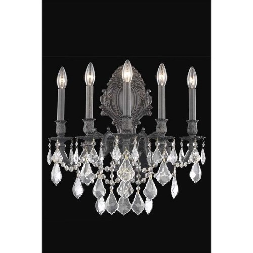 Elegant Lighting Monarch 21" 5 Light Royal Crystal Wall Sconce