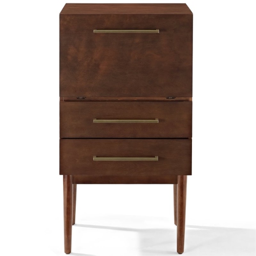 Crosley Everett 2 Drawer Bar Cabinet in Mahogany