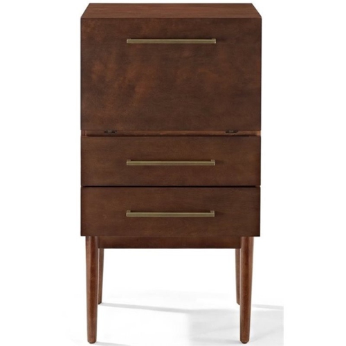 Crosley Everett 2 Drawer Bar Cabinet in Mahogany