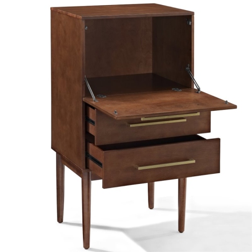 Crosley Everett 2 Drawer Bar Cabinet in Mahogany