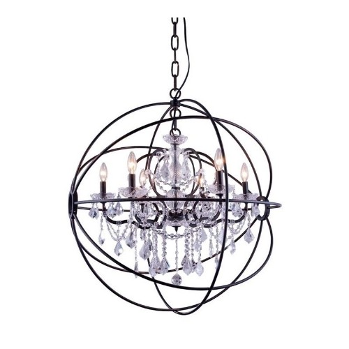 Elegant Lighting Geneva 32" 6 Light Royal Crystal Pendant Lamp