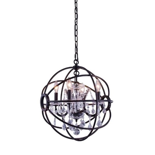 ELEGANT LIGHTING  Geneva 17" 4 Light Royal Crystal Pendant Lamp