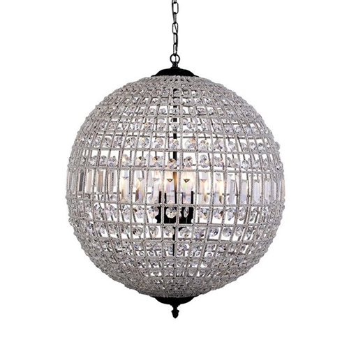 ELEGANT LIGHTING  Olivia 18" 3 Light Royal Crystal Pendant Lamp