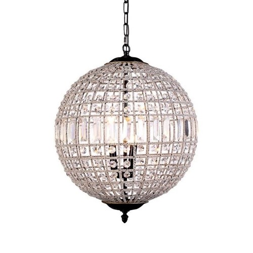 ELEGANT LIGHTING  Olivia 24" 5 Light Royal Crystal Pendant Lamp
