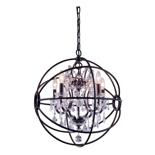 ELEGANT LIGHTING  Geneva 20" 5 Light Royal Crystal Pendant Lamp