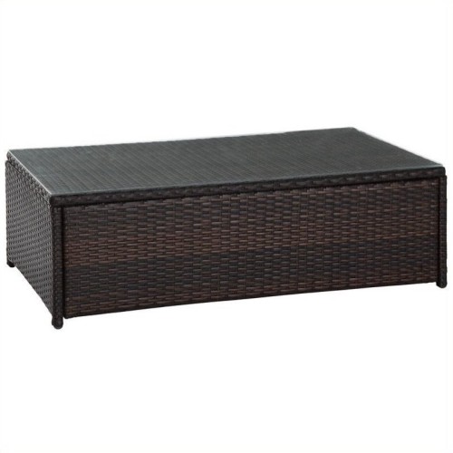 Crosley Palm Harbor Patio Wicker Glass Top Table
