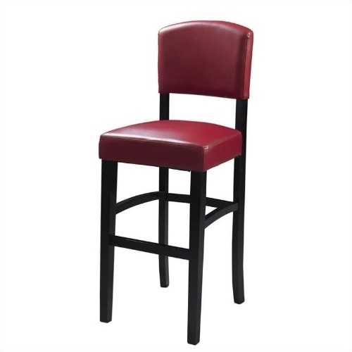 Linon Bar Stool Chair - Set of 1 - Dark Red