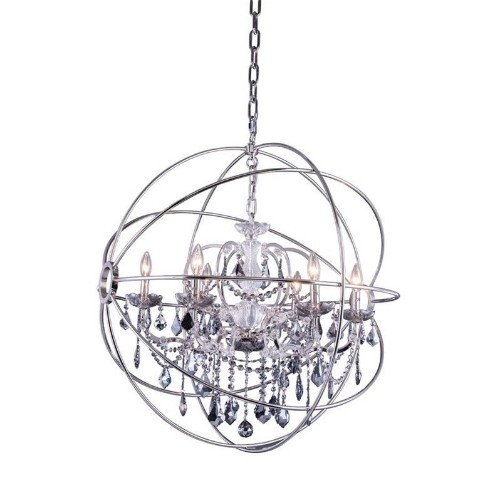 ELEGANT LIGHTING  Geneva 32" 6 Light Royal Crystal Pendant Lamp