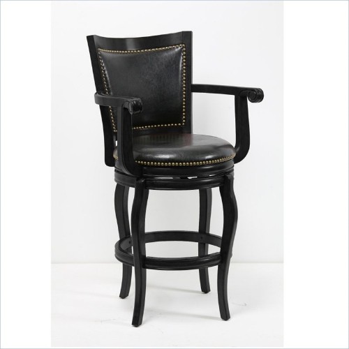 BORAAM  Bonded Leather Bar Stool Chair - Set Of 1 - Black