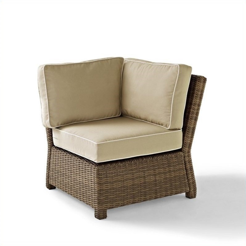 Bradenton Outdoor Wicker Sectional Corner Chair with Sand Cushions