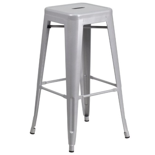 FLASH FURNITURE  Metal 30'' Backless Bar Stool In Silver I bought four of the Black-Antique Gold to use with our kitchen bar table