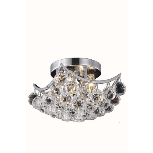 Elegant Lighting Corona 10" 4 Light Royal Crystal Flush Mount