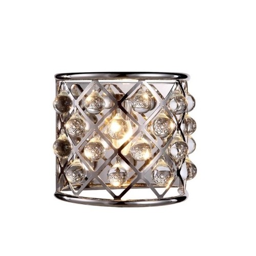 ELEGANT LIGHTING  Madison Royal Crystal Wall Sconce In Polished Nickel