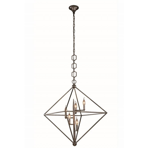 Elegant Lighting Nora 30" 5 Light Pendant Lamp in Aged Iron