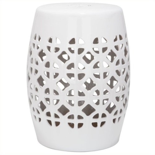 SAFAVIEH  Circle Lattice Ceramic Garden Stool In White