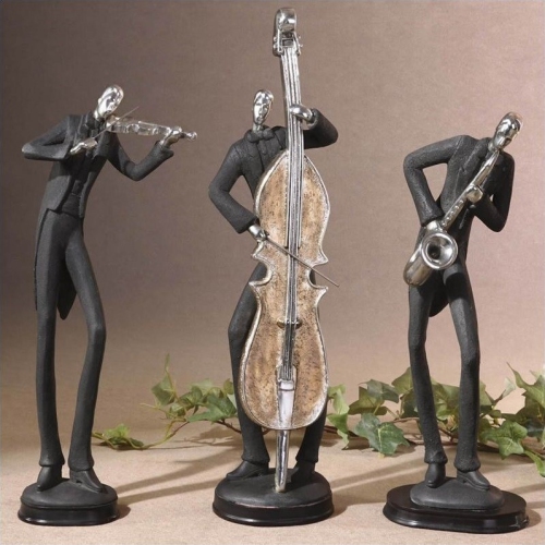 UTTERMOST  Musicians Decorative Figurines In Slate (Set Of 3) In Gray