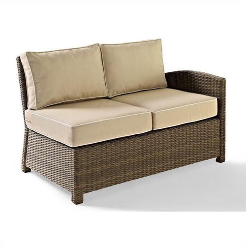 CROSLEY FURNITURE  Bradenton Wicker Sectional Loveseat With Sand Cushions