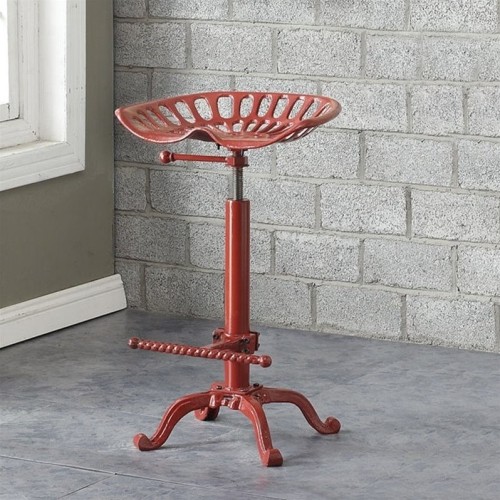 CAROLINA CLASSIC  Vintage Farmhouse 18.75" Metal Stool In In Red