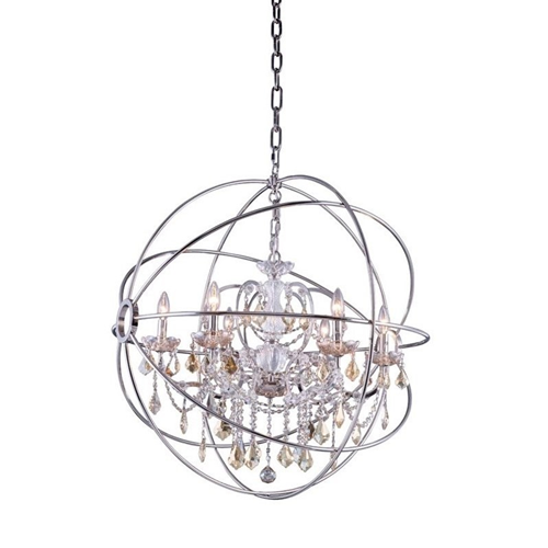 Elegant Lighting Geneva 32" 6 Light Royal Crystal Pendant Lamp